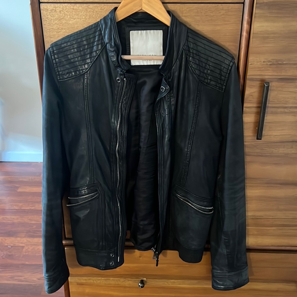 Zara men’s leather jacket